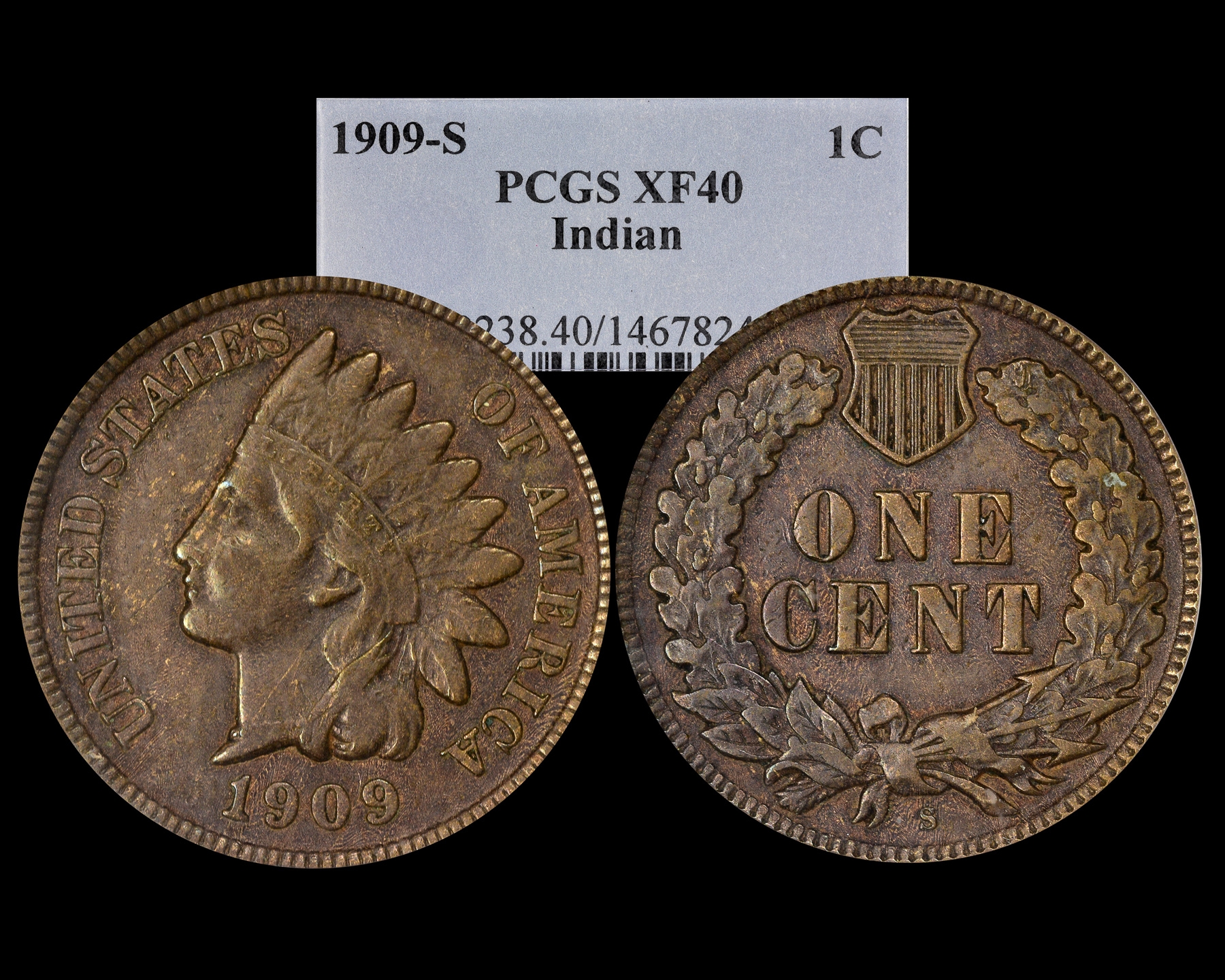 1909-S 1C Indian Cent PCGS XF40 - The Penny Lady®