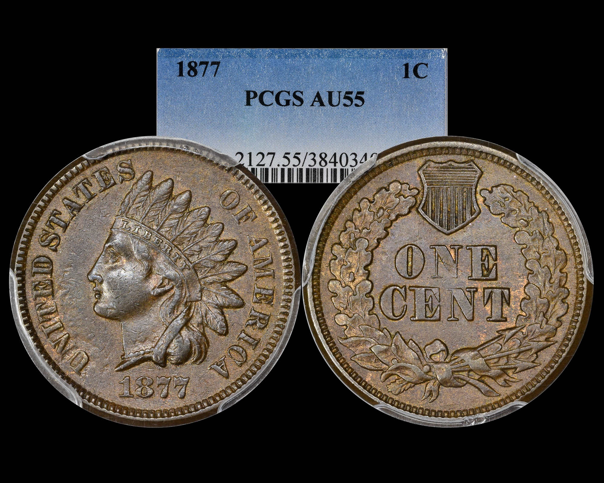 1877 1C Indian Cent PCGS AU55 - The Penny Lady®
