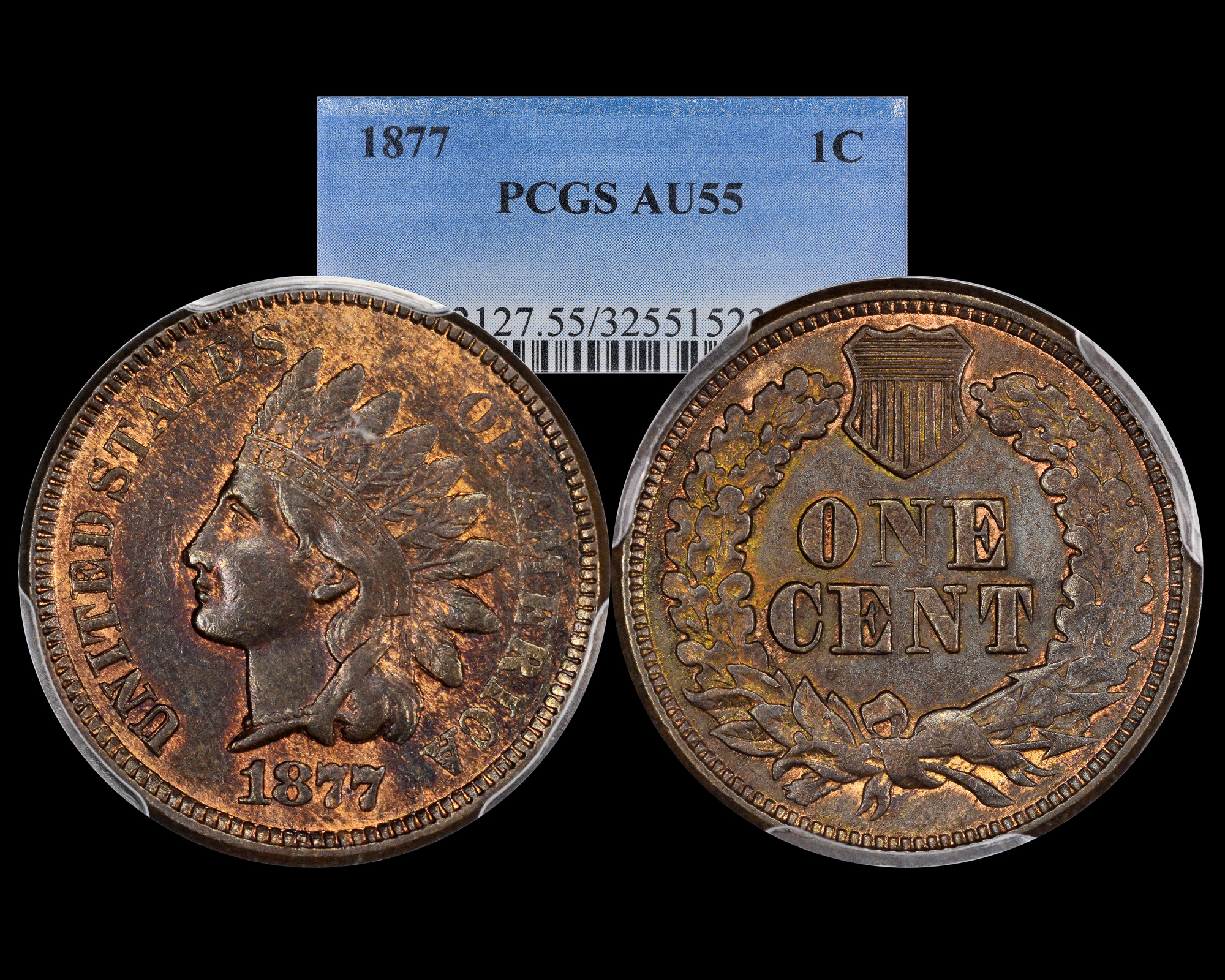 1877 1C Indian Cent PCGS AU55BN - The Penny Lady®