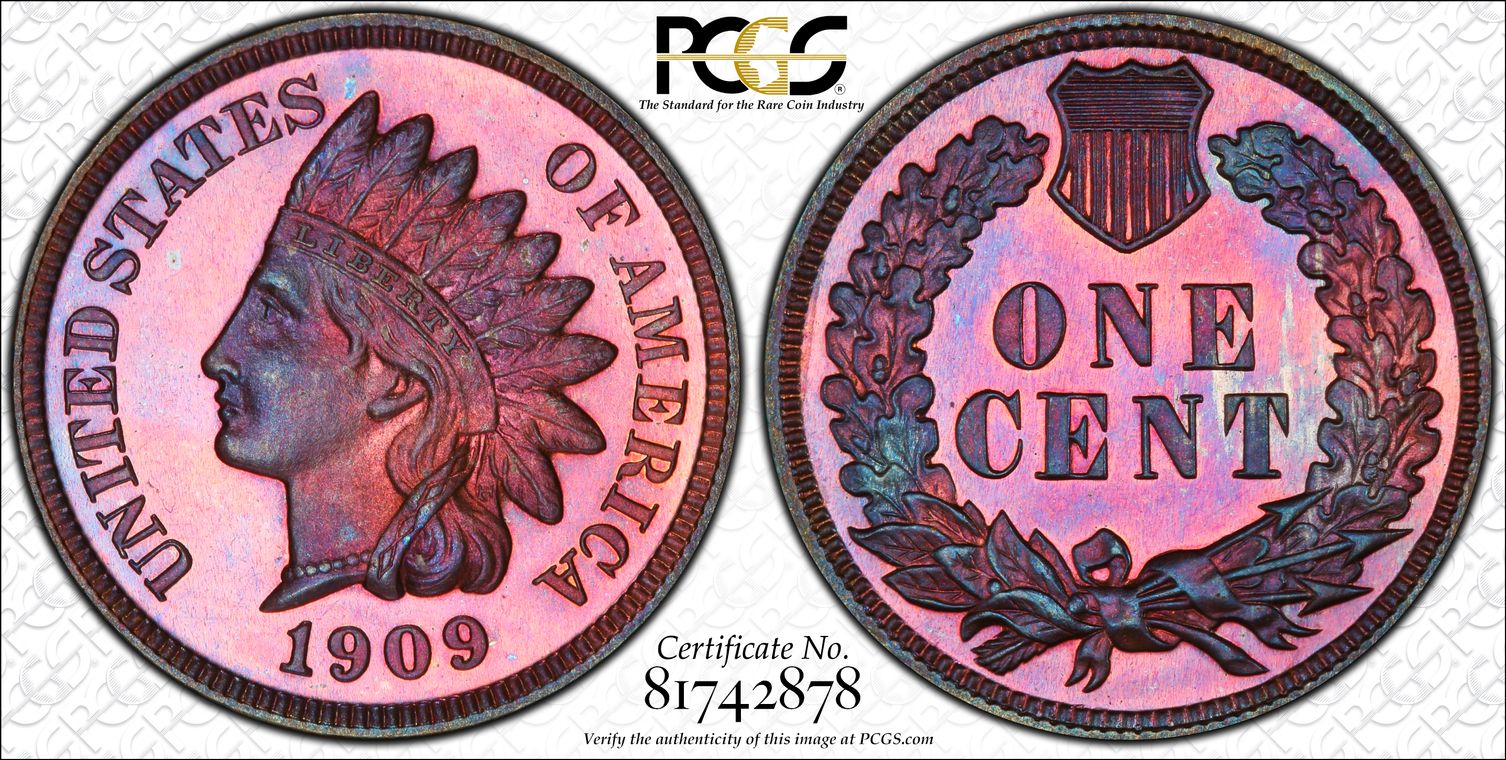1909 1C Indian Cent PCGS PF66BN Toned (Larry Shepherd Collection) - The ...
