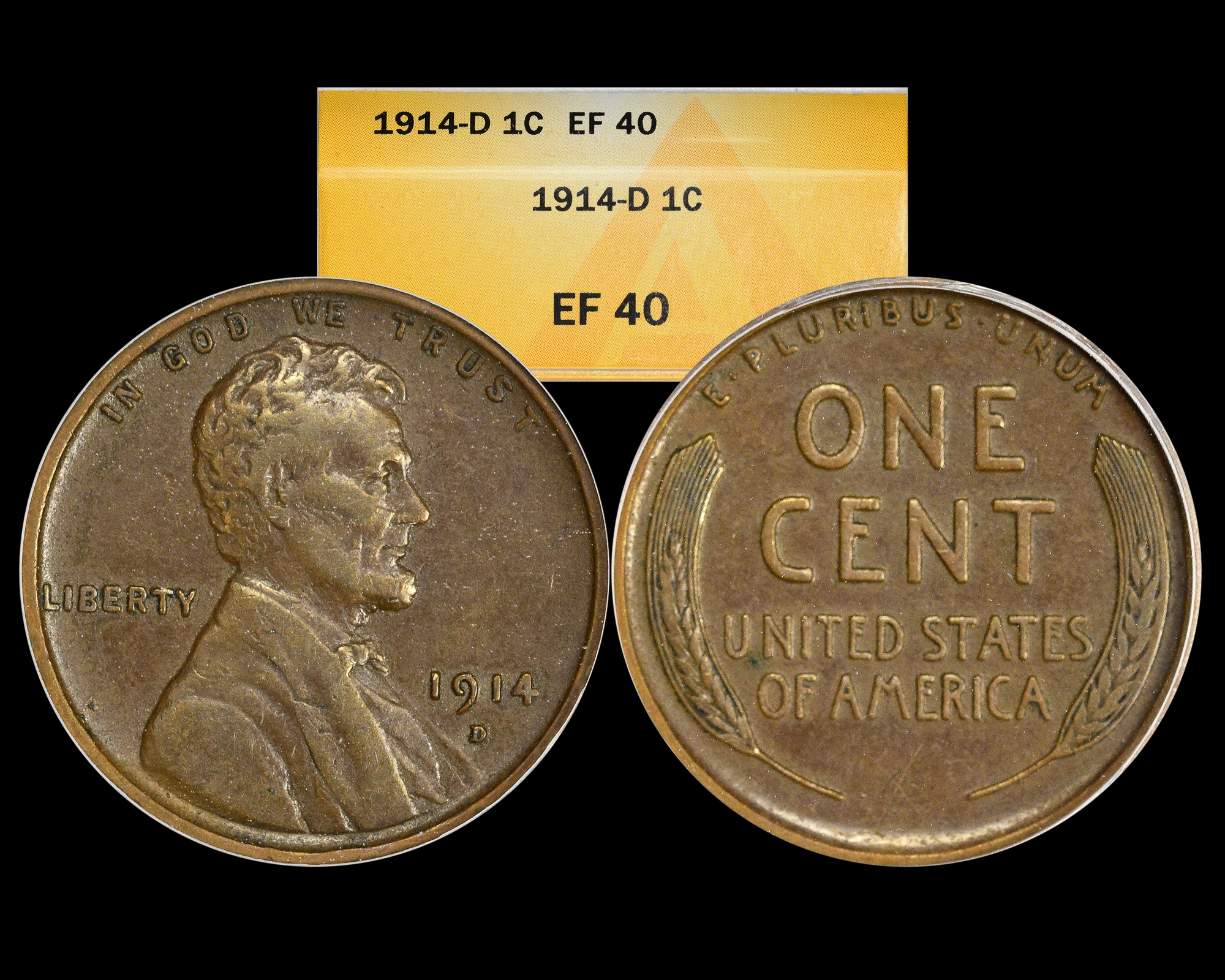 1914-D 1C Lincoln Wheat Cent ANACS XF40 - The Penny Lady®