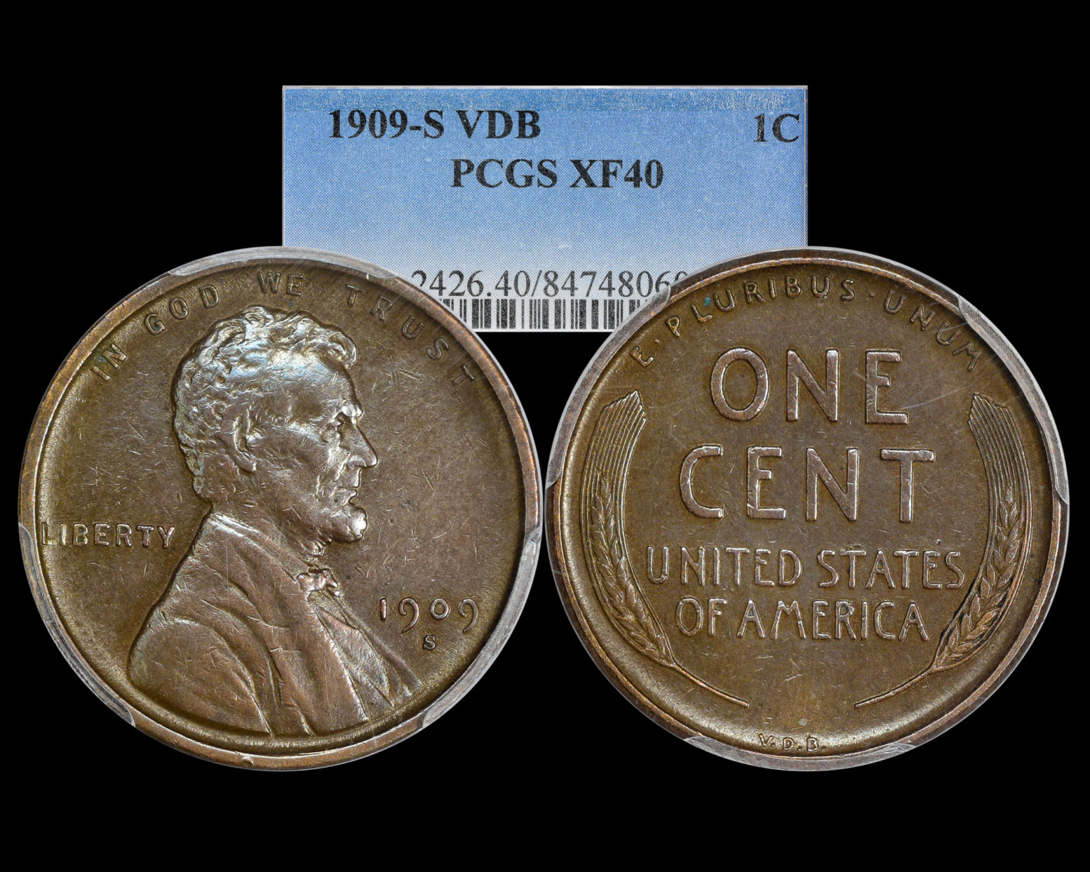 1909S VDB 1C Lincoln Wheat Cent PCGS XF40 The Penny Lady®