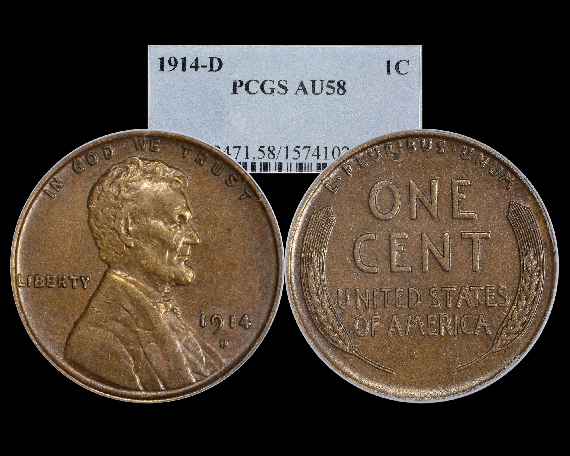 1914-D 1C Lincoln Wheat Cent PCGS AU58 - The Penny Lady®