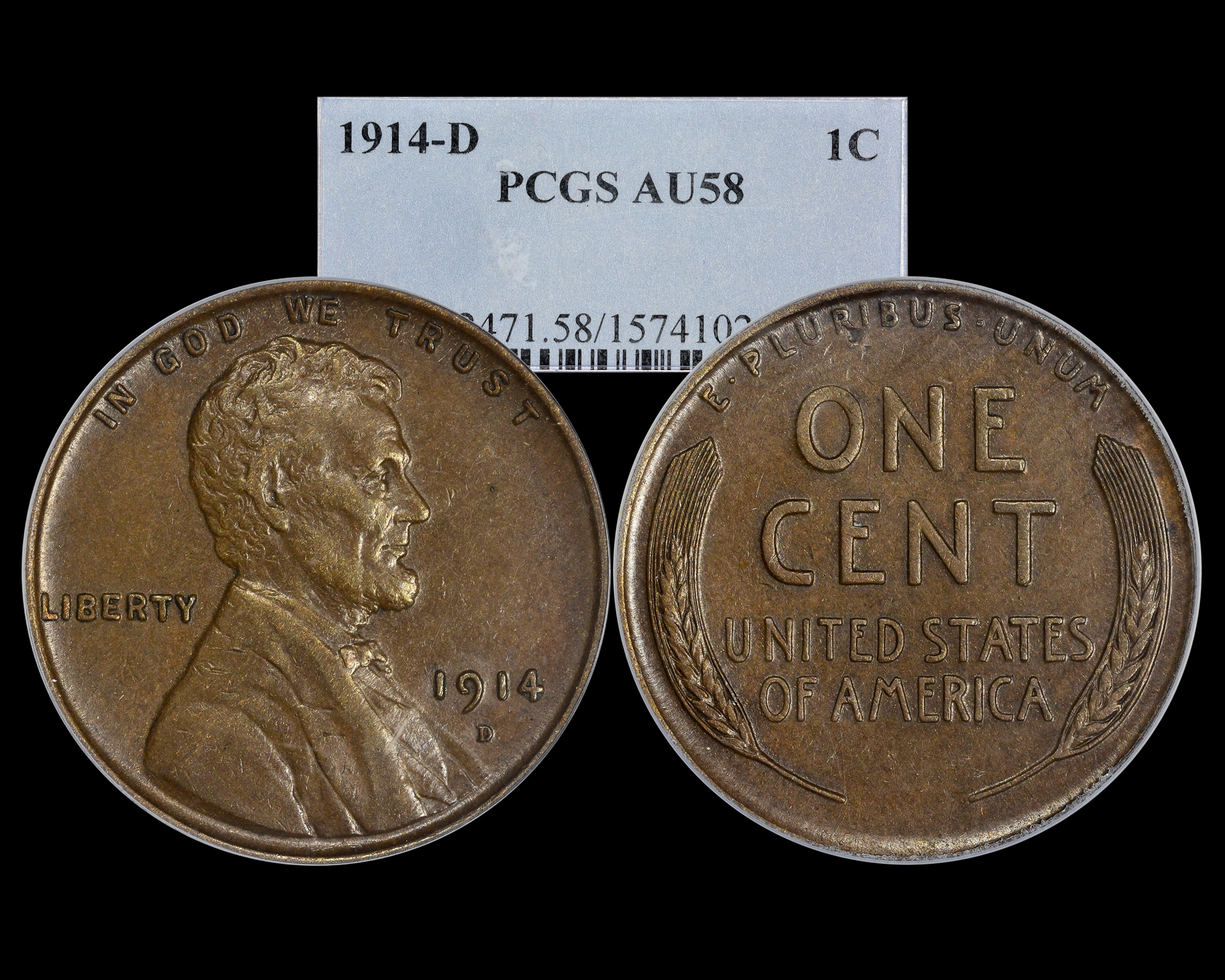 1914 D 1c Lincoln Wheat Cent Pcgs Au58 The Penny Lady®